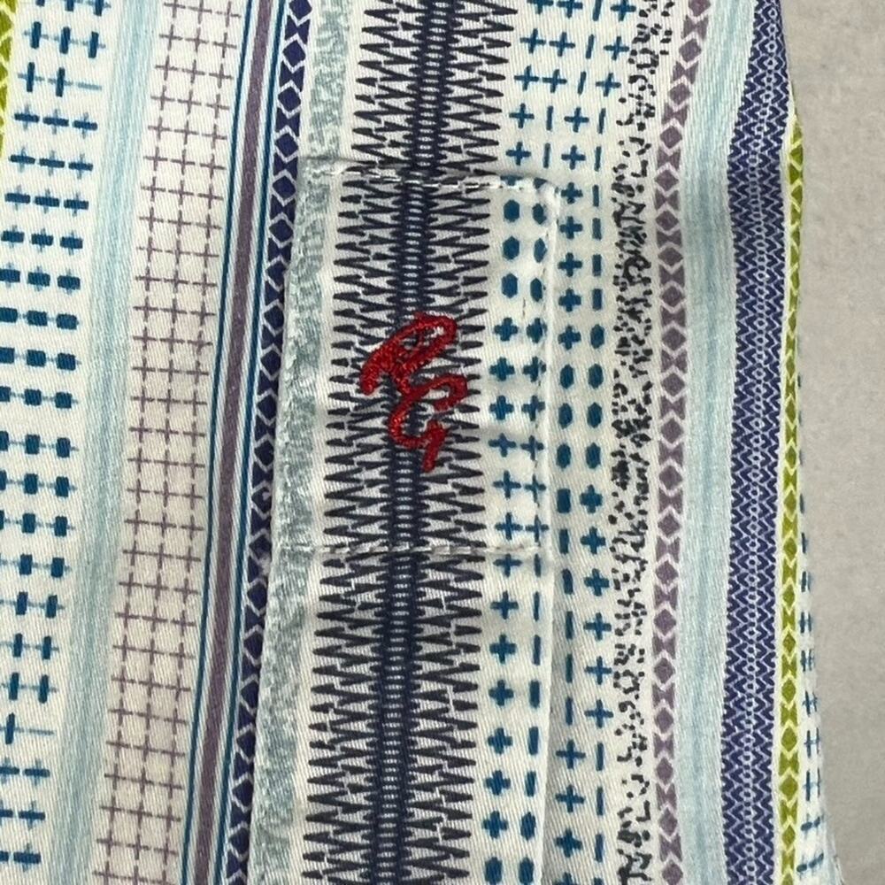 Robert Graham Shirt Men's Size M Blue Geometric Cotton Tailored Fit Flip Cuff - Picture 6 of 13